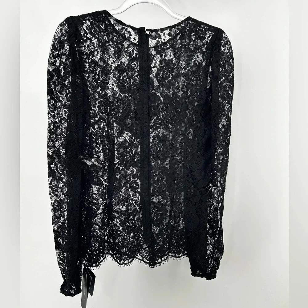NWT Dolce & Gabbana L/s Lace Blouse Shirt with Rhinestone SIZE IT40 US SMALL - Picture 6 of 14
